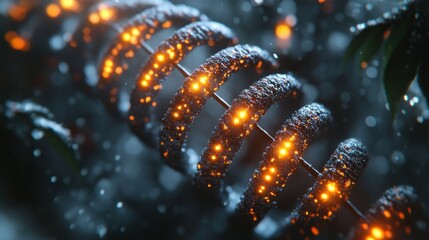 Abstract glowing spiral structures in dark environment