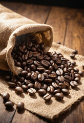 coffee beans on burlap