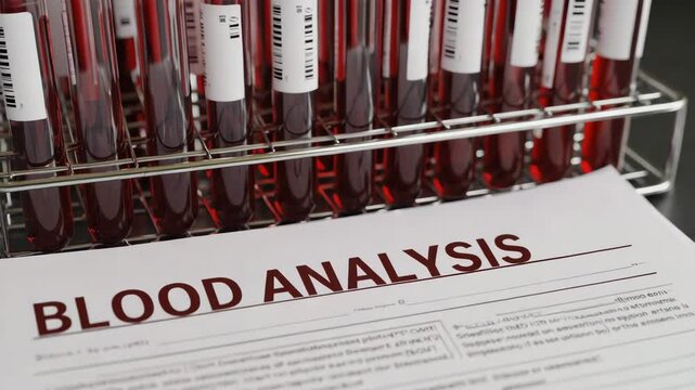 Blood test document. Blood analysis.
