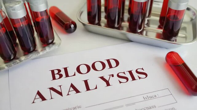 Blood test document. Blood analysis.