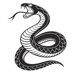 Obraz premium Isolated Black Silhouette of a Snake on White Background