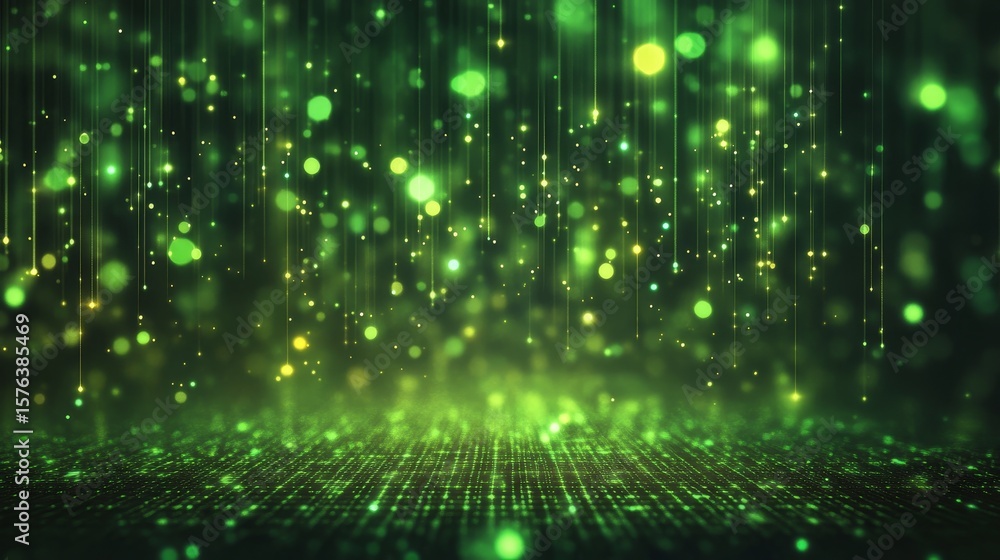 Poster a futuristic data stream displayed with a green glow an abstract digital artistic concept to inspire