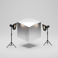 3D Object Texture Studio Lighting Technology Design Abstract Background Cube Metallic