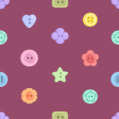 sewing buttons for clothes seamless pattern. Vector Illustration for printing, backgrounds, covers and packaging. Image can be used for greeting card, poster and textile. Isolated on white background.