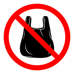 No plastic bag sign, warning against plastic usage on transparent background