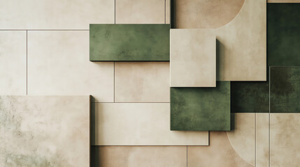 Modern beige and olive green blocks, geometric minimal layout