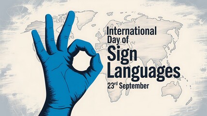 International day of sign languages celebrated globally with hand gesture and world map