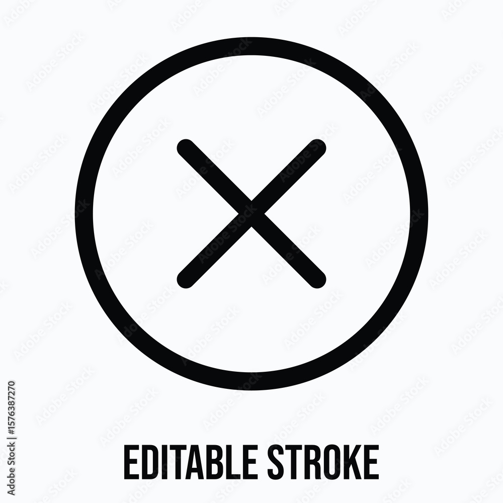 Poster cross lineal icon for user interface, isolated vector editable stroke icon.