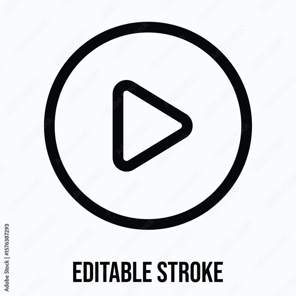 Poster play button lineal icon for user interface, isolated vector editable stroke icon.