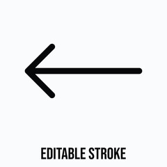 Left Arrow Lineal Icon For User Interface, Isolated Vector Editable Stroke Icon. 