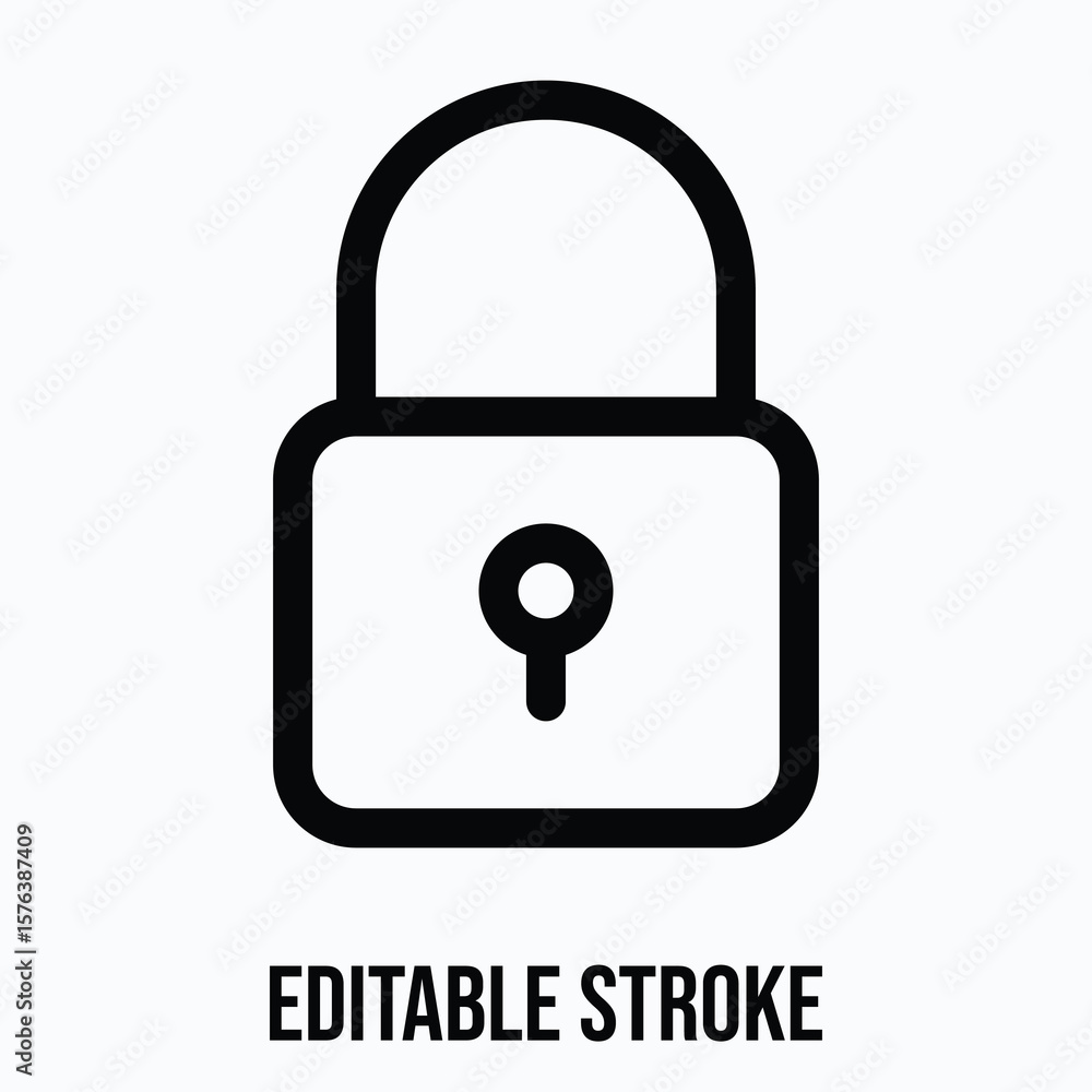 Poster padlock lineal icon for user interface, isolated vector editable stroke icon.