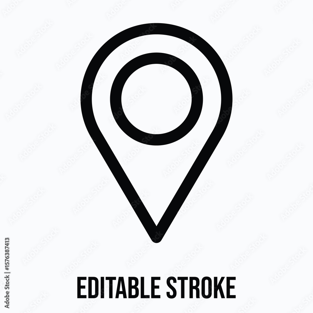 Poster location pin lineal icon for user interface, isolated vector editable stroke icon.