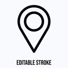 Location Pin Lineal Icon For User Interface, Isolated Vector Editable Stroke Icon. 