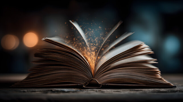 Open Book with Curled Pages: A Captivating Close-Up of Knowledge, Storytelling, and the Beauty of Literature.