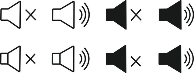 Volume and sound level icon set. volume icon vector, mobile concept and web design, black speaker icon illustration png,

