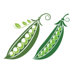 Elegant Pea Pods with Tendrils Vector Illustration