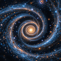 Mesmerizing galaxy spirals into infinity with cosmic energy illuminating dark space