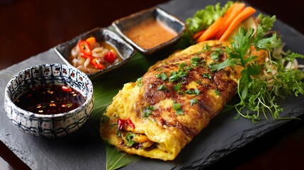 Artful Thai Omelette: A Mosaic of Textures, Aromatic Spices, and Timeless Culinary Grace