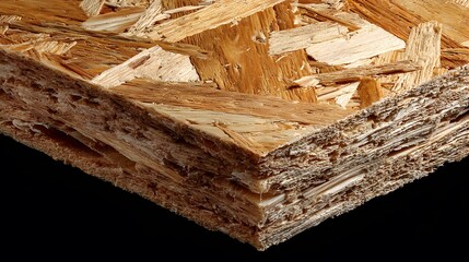 Close-Up Composition of OSB and Layered Wood Shavings Emphasizing Rugged Texture