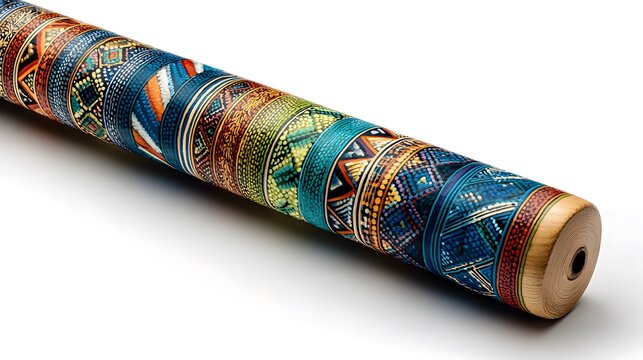 Hand-Painted Bamboo Rainstick with Cascading Vivid Colors and Fine Detailing, Embodying Ancient Musical Heritage
