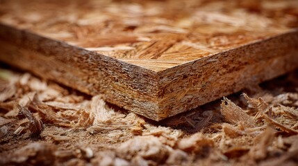 Detailed Square OSB on Wood Shavings with Textural Industrial Appeal