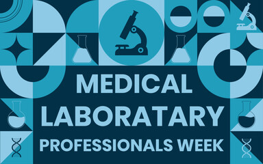 National Medical Laboratory Professionals Week background banner or poster design template. observed every year in March. Holiday concept. Use to any Template, card, poster, placard, template.