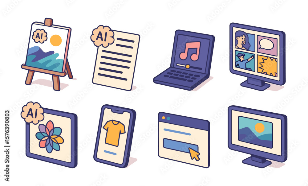 Poster ai creative concepts visualized in technology and design elements for innovative solutions