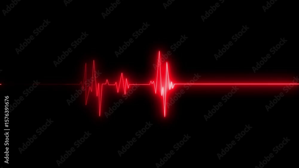 Poster abstract heartbeat and pulse rate signal technology animation on grid background. heart beat pulse. 
