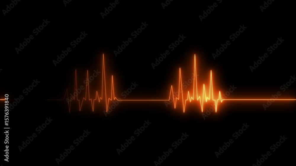 Aufkleber abstract heartbeat and pulse rate signal technology animation on grid background. heart beat pulse. 