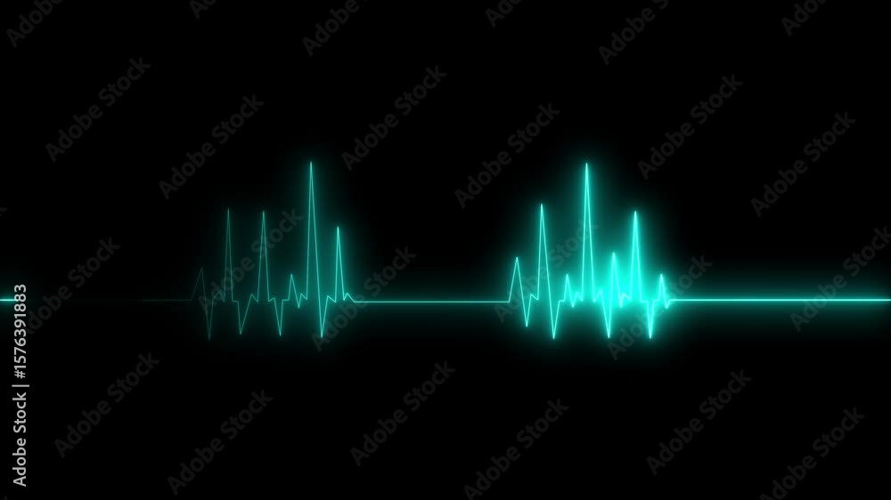 Aufkleber abstract heartbeat and pulse rate signal technology animation on grid background. heart beat pulse. 