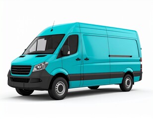 3D teal van icon isolated on transparent background. PNG