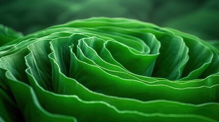 Fototapeta premium Green fabric swirling in intricate layers creating a beautiful abstract texture design