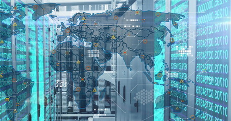 Projecting transparent network overlay across data center server racks, with binary code streams