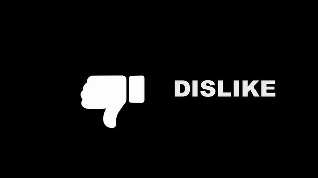 Like-dislike sign animation. Social media feedback negative attitude, worst choice. like and dislike signs on white color ,like and dislike symbol with black background.