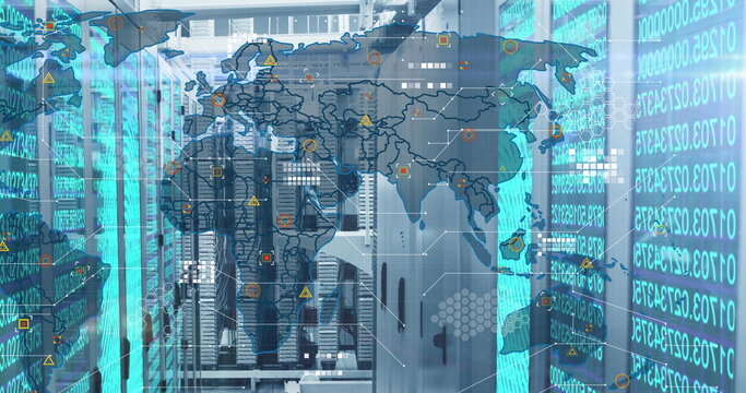 Projecting transparent network overlay across data center server racks, with binary code streams