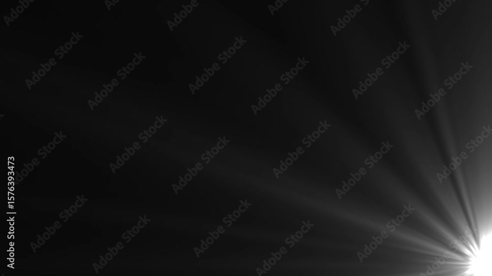 Poster shining star and light rays motion graphics on black screen chroma key alpha channel background.