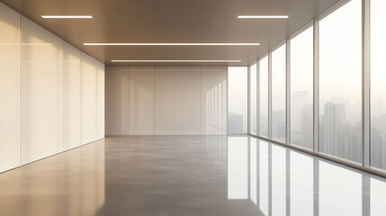 Soft focus on recessed ceiling light above minimalist living room panel