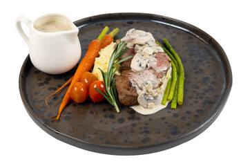 Grilled Beef Steak with Creamy Mushroom Sauce