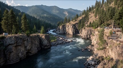 River Scene with Rocks and Trees