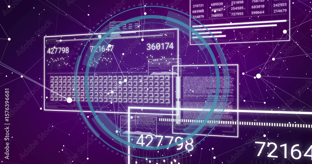 Poster Displaying translucent data panels on analytics dashboard, with teal overlay and code blocks