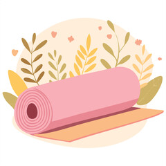 Cute yoga mat flat vector