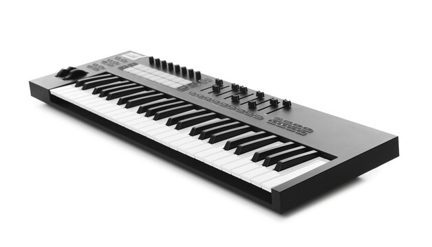 One portable MIDI keyboard isolated on white - Powered by Adobe