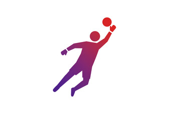 Gradient goalkeeper silhouette reaching for the ball with white background illustration style image