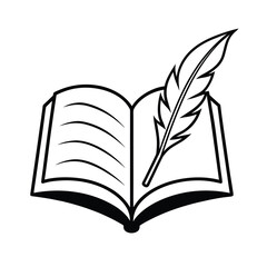 open book with feather symbolizing writing 