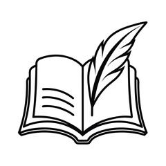 open book with feather symbolizing writing 