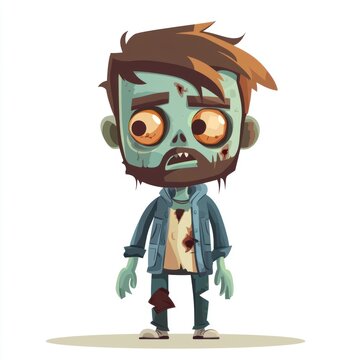recommend clip art: Zombie cartoon character isolated on a white background. 2d illustration. Zombie Isolated on white. Zombie 2d illustration. Halloween. Halloween Concept Cut-out Sticker.
