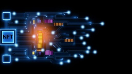Futuristic data circuit board analytics with Technology digital network connection NFT, Artificial intelligence deep learning, and big data technology. 4k Motion abstract background data trransfer - Powered by Adobe
