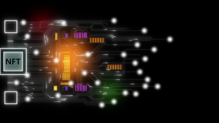Futuristic data circuit board analytics with Technology digital network connection NFT, Artificial intelligence deep learning, and big data technology. 4k Motion abstract background data trransfer - Powered by Adobe