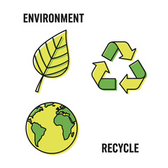 renewable energy, solar, sun, recycle. vector illustration set