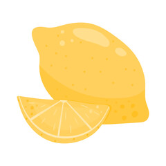 Whole lemon fruit and sliced. Ripe juicy fruits. Citrus fruits.